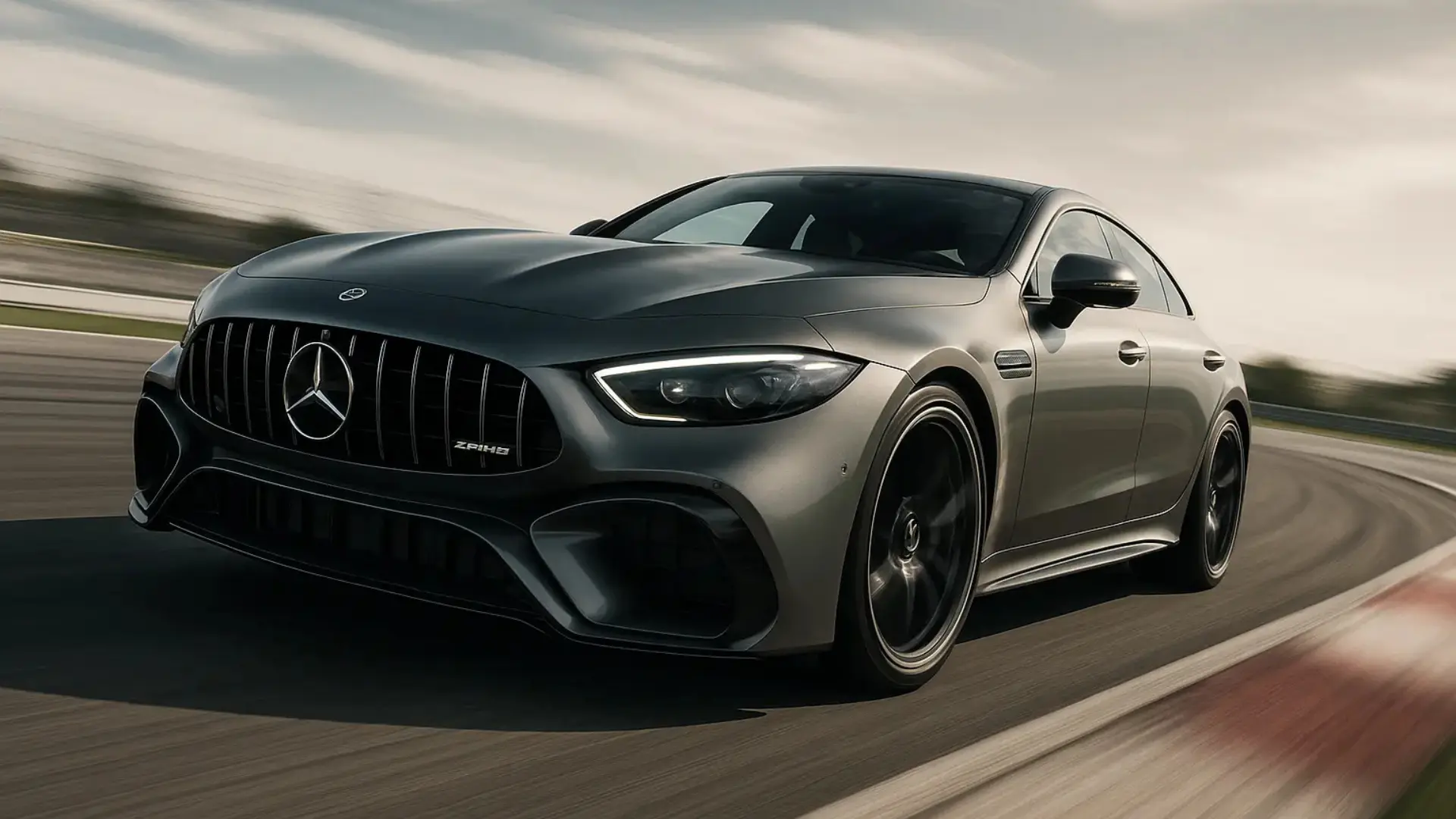 The powerful 2025 Mercedes-AMG GT 63 roaring into action.