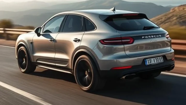 The Porsche Cayenne Coupe Black Edition in dynamic motion, highlighting its sporty design.