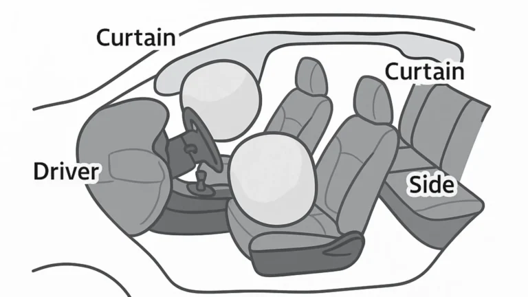 Visualizing the protective coverage of 6 airbags in the baleno car.