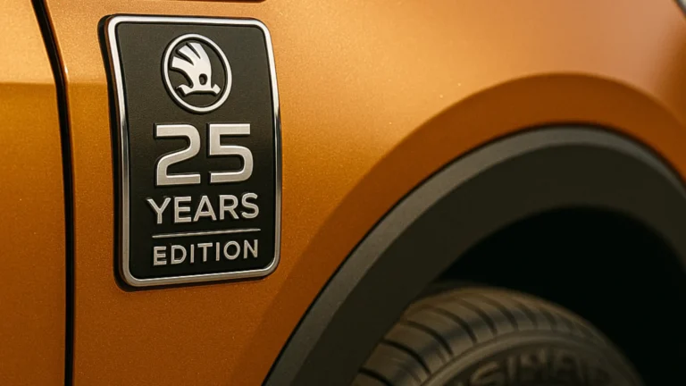 The special 25-year anniversary badge on the skoda kushaq.