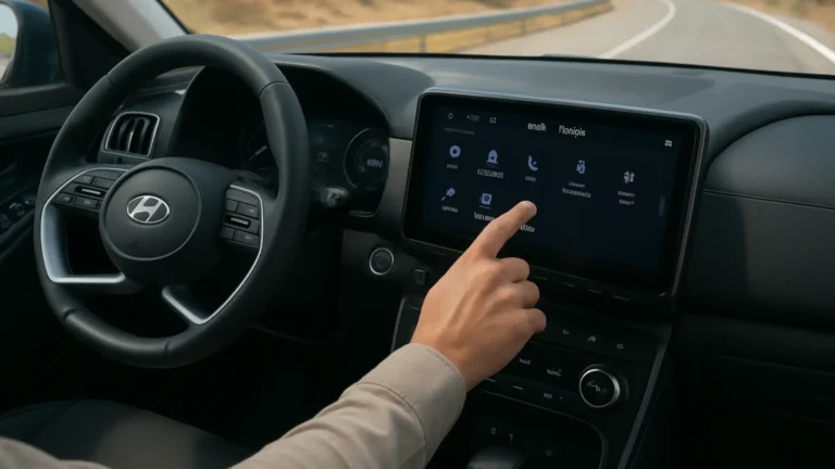 The advanced infotainment system of the creta car.