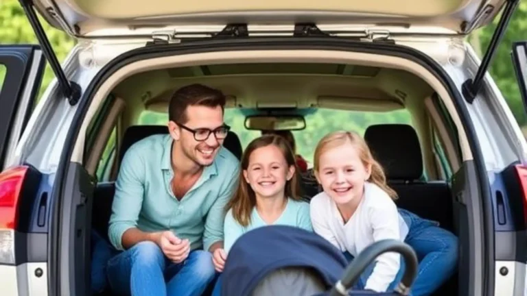 A happy family using their best car for family of five for an outing