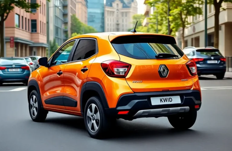 The kwid car being driven in a city.