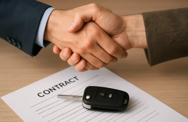 Completing the transaction to sell my car for cash with a handshake