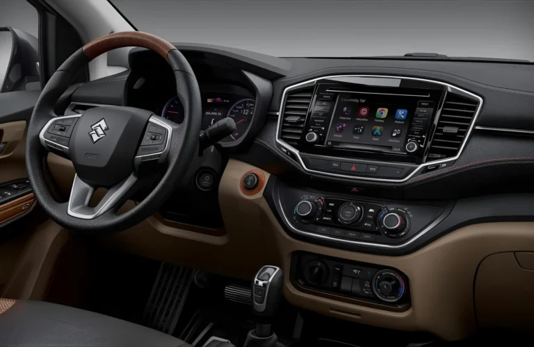 The dual-tone dashboard and SmartPlay Pro+ infotainment screen of the Ertiga