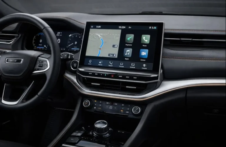 A sophisticated and high-tech vehicle interior featuring the latest in digital cockpit technology