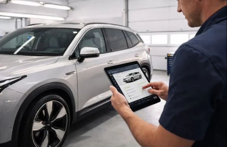 A well-maintained adventure SUV undergoing a professional valuation for a digital resale platform