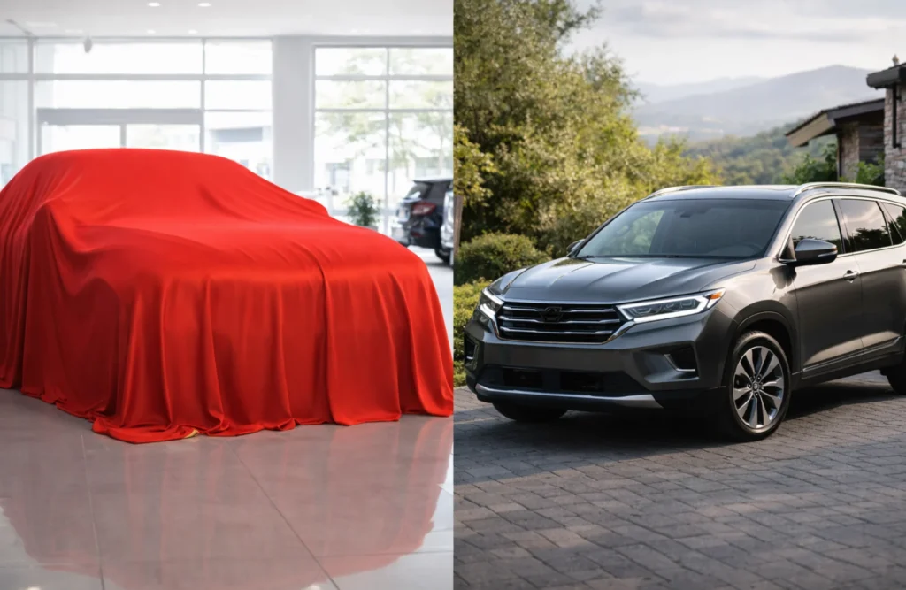 A comparison between a brand-new showroom car and a high-quality pre-owned vehicle