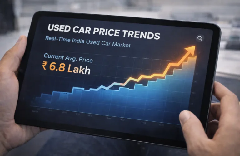 A data-driven graph showing the steady rise of car prices in pre-owned vehicle valuations in India through 2026.