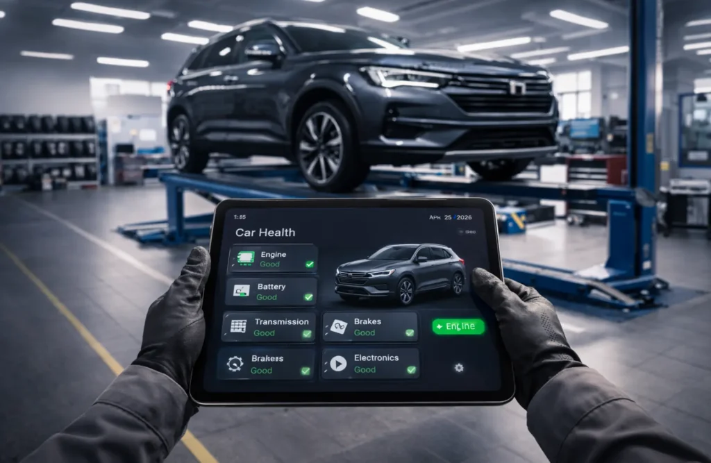 A professional car service center in India with advanced diagnostic tools for preventive maintenance.