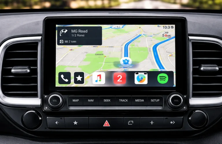 The intuitive infotainment system of the Hyundai Venue, featuring seamless smartphone integration and Bluelink connectivity.